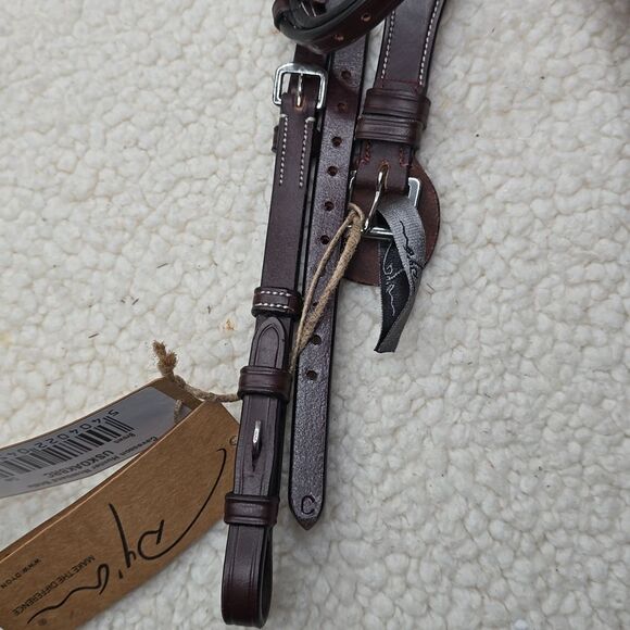 NWT Dy'on Fancy Stitched Cavesson Hunter Noseband Bridle In Brown - Picture 9 of 11